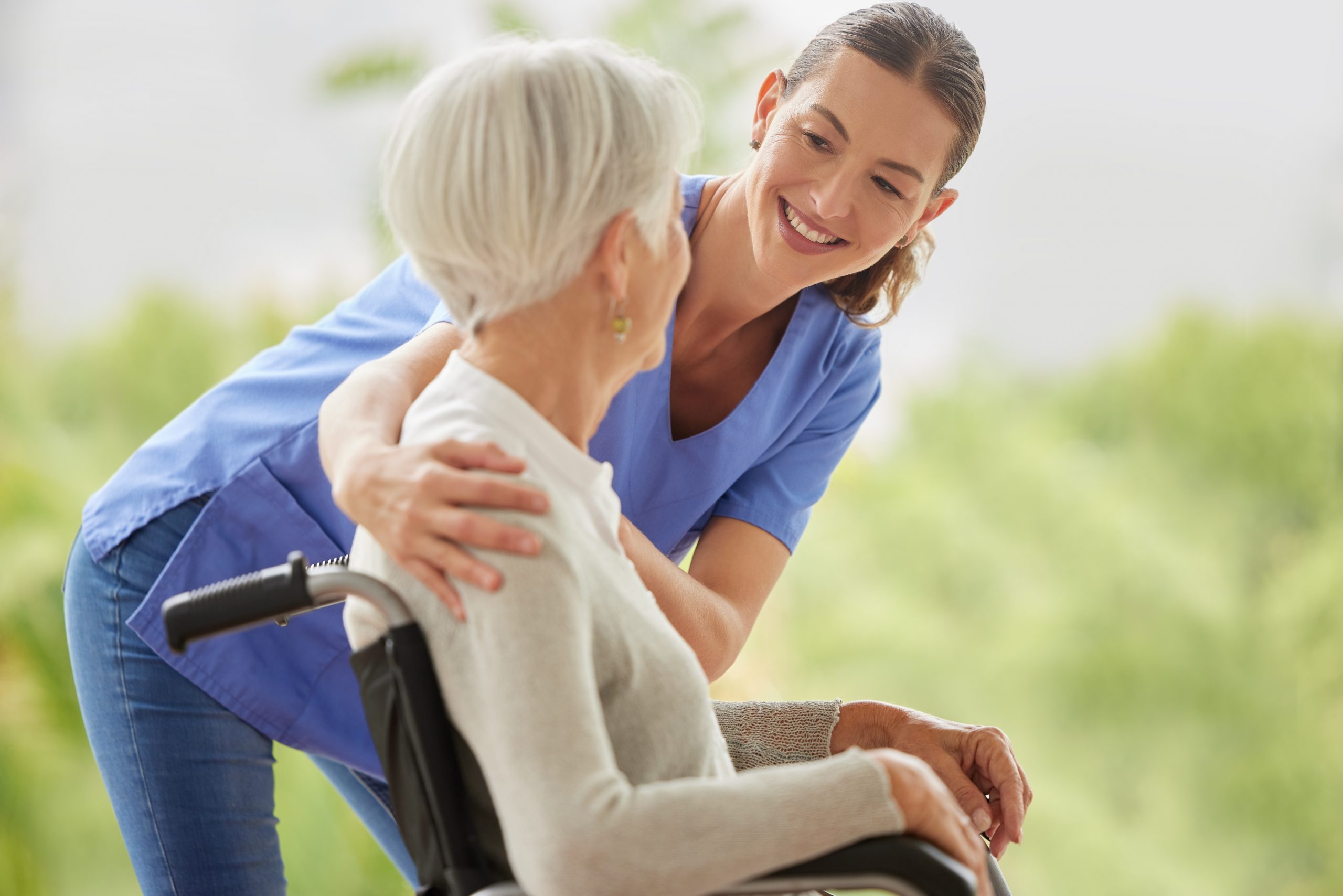 disability healthcare nurse and senior patient