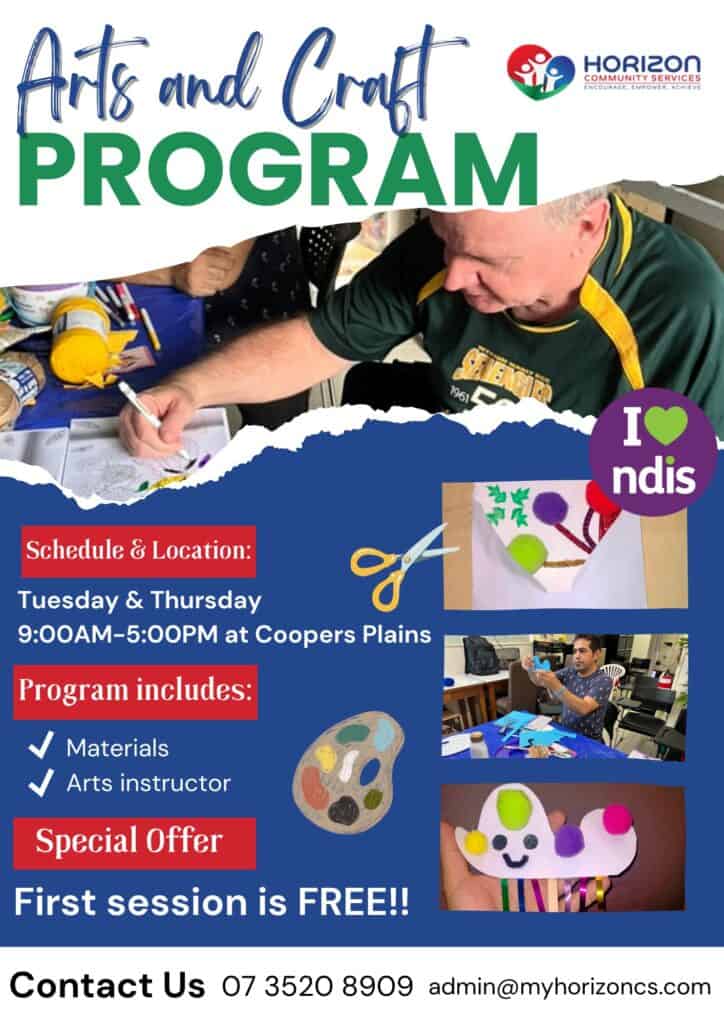 Arts and Craft Program at Horizon Community Services for NDIS participants.
